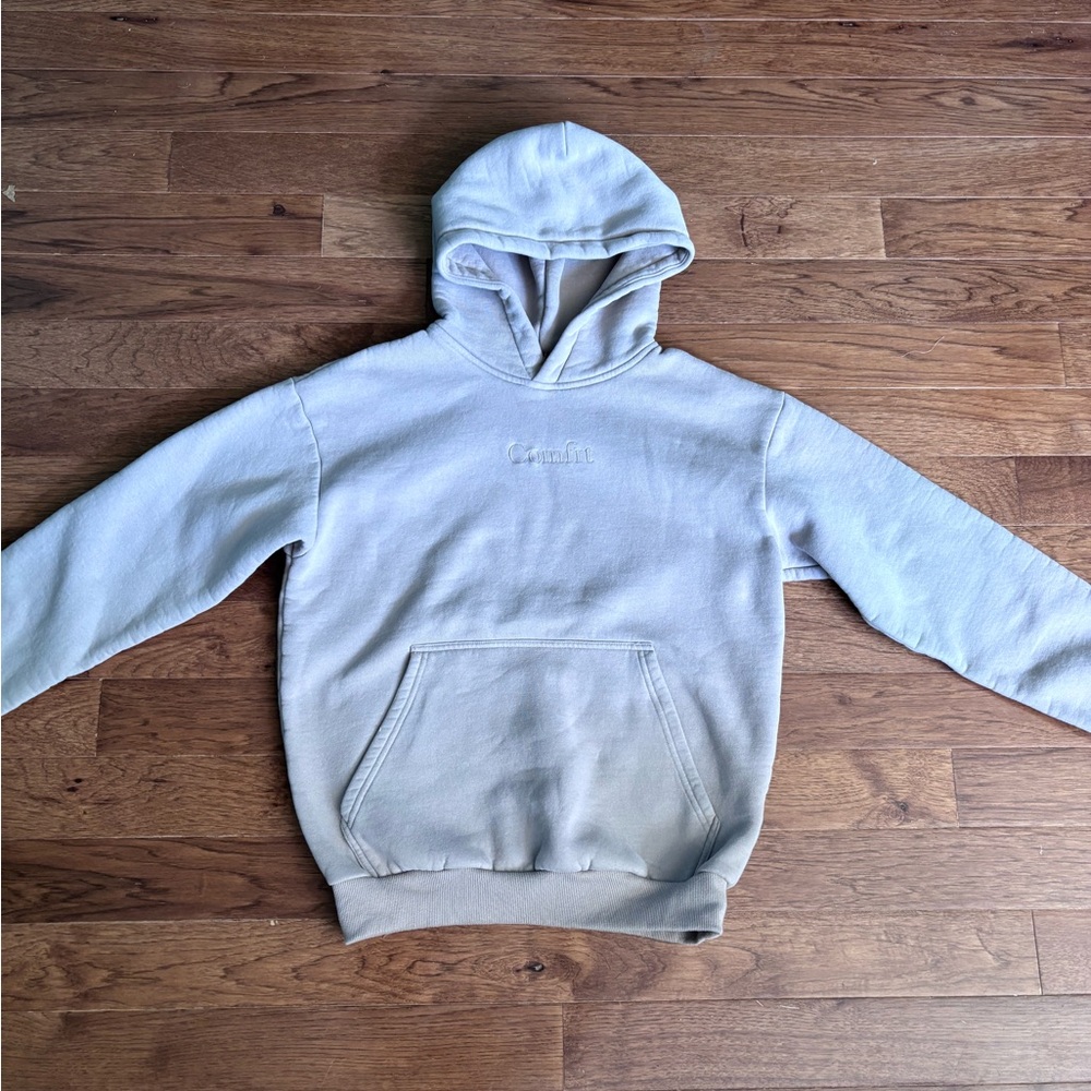Gray Cotton Blend Pullover Hoodie Sweatshirt
